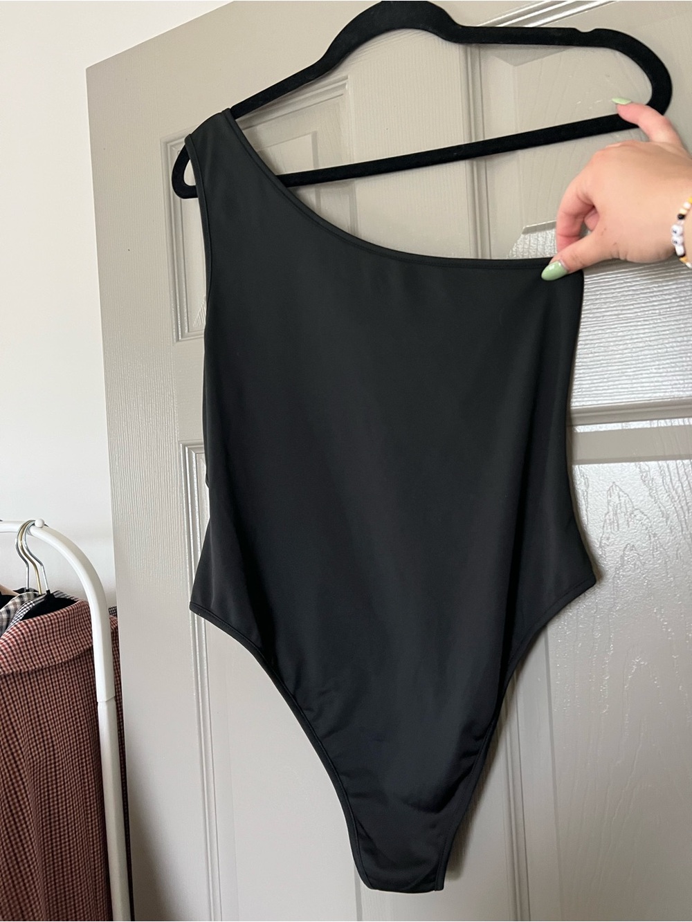 Black One-Shoulder Bodysuit